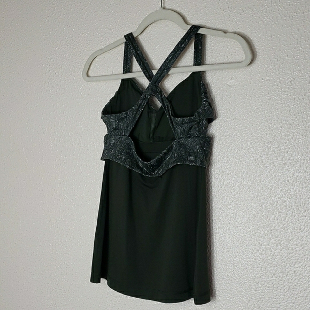 Lululemon Athletica Wrap It Up Tank Leaf Print Twist Jazzy White Gator Green 6 - Picture 9 of 17